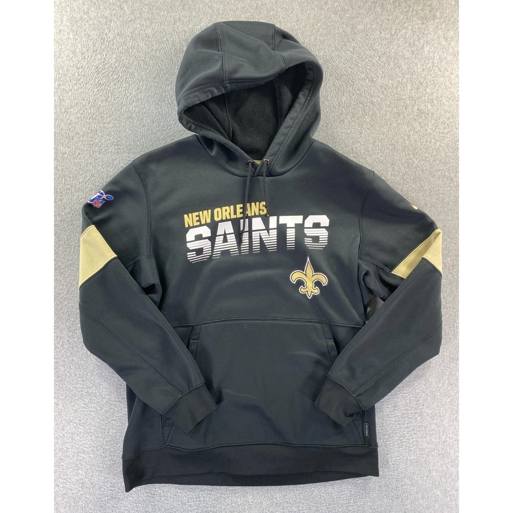 Nike Dri-Fit NFL On Field Apparel Mens Large New Orleans Saints NFL 100 Hoodie